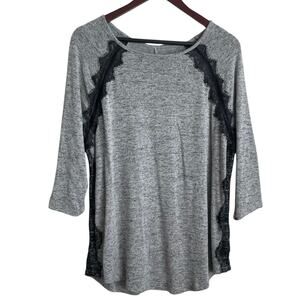 Lane Bryant‎ Women Sweater 14/16 Black Lace Trim Fairygoth Y2K Retro Boho Chic